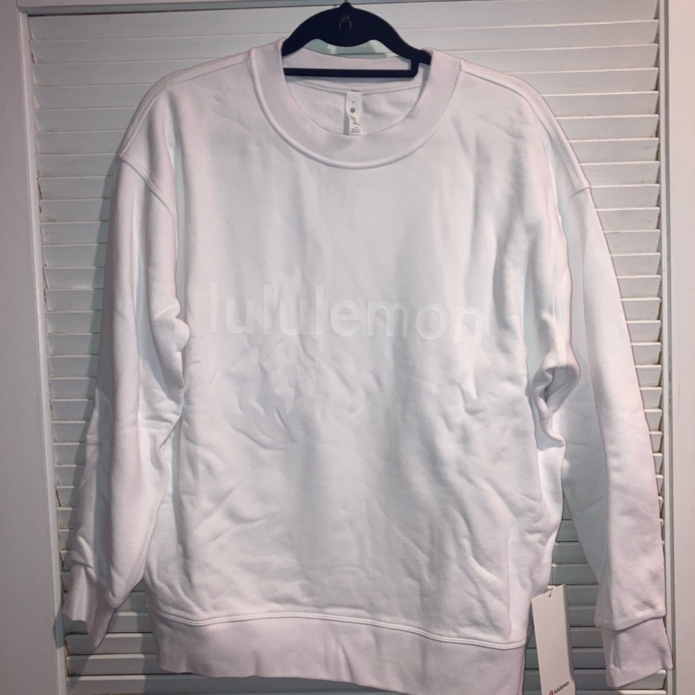 White Lululemon Crewneck with White writing